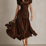 Vestido Midi Satinado Rayas Retro Adriana para Mujer