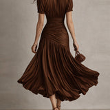 Vestido Midi Satinado Rayas Retro Adriana para Mujer