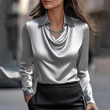 Blusa de Satén Joyce con Escote en V para Mujer