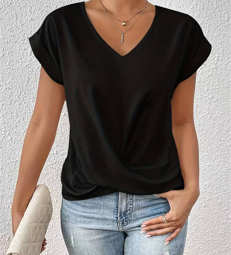 Camiseta Casual Cuello V Corazón Cleo