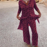 Amalia™ | Conjunto de botones de solapa de dos piezas con estampado retro