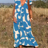 Vestido Estampado Ellen con Escote en Pico