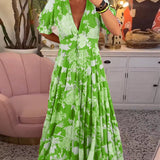 Vestido Floral con Cuello en V y Bolsillos Catrisa™