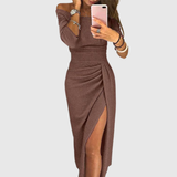 Vestido Maxi Isabeau con Cuello Halter y Ajuste Fluido