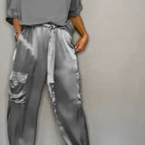 Bindi™ Conjunto Elegante de Camisa de Manga Corta y Pantalones Informales