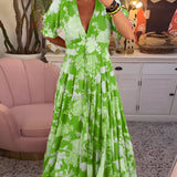 Vestido Floral con Cuello en V y Bolsillos Carine