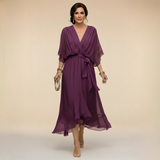 Vestido Ligero de Gasa con Escote en V para Mujer Monica