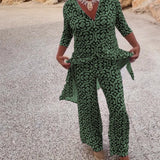 Amalia™ | Conjunto de botones de solapa de dos piezas con estampado retro