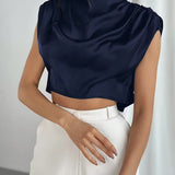 Blusa de Satén Silque Drapé