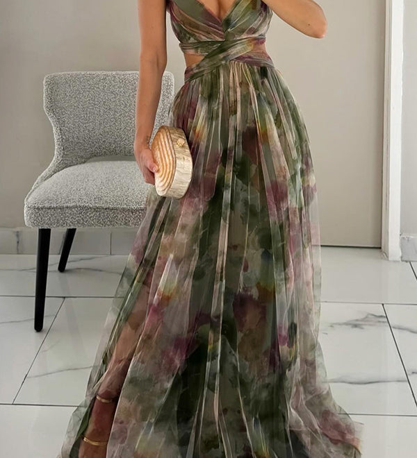 Giselle - Vestido largo con estampado floral encantador para Mujer