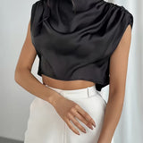 Blusa de Satén Silque Drapé