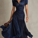 Vestido Midi Satinado Rayas Retro Adriana para Mujer