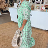 Vestido Casual Estampado Modena con Escote en V y Manga Media para Mujer