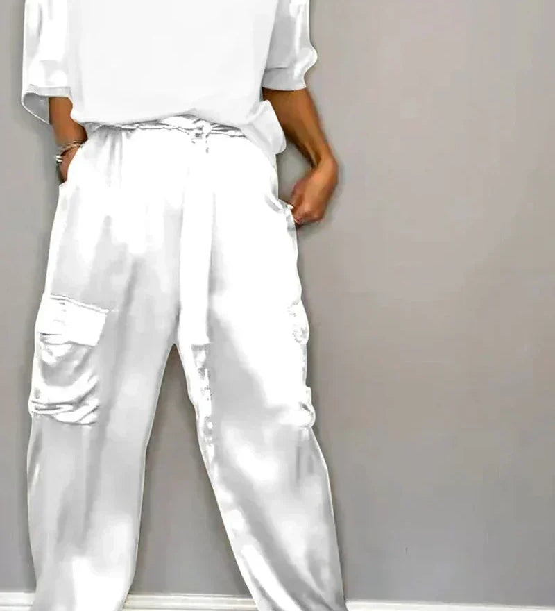 Conjunto Elegante Bindi™ de Camisa de Media Manga y Pantalones Informales