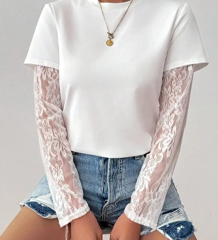 Camiseta Capa de Encaje Mirelle
