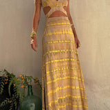 Vestido de Algodón Bianca con Escote Pronunciado y Aberturas