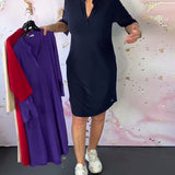 Vestido Casual Celeste con Cuello en V