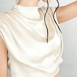 Blusa de Satén Silque Drapé