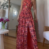 Vestido Largo Floral con Espalda Abierta Isa Luna