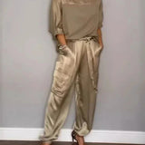 Bindi™ Conjunto Elegante de Camisa de Manga Corta y Pantalones Informales