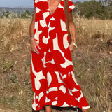 Vestido Estampado Elegante Stéphanie™ con Cuello en V