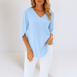 Blusa Elegante Sophie™ con Escote en Pico y Mangas Abiertas