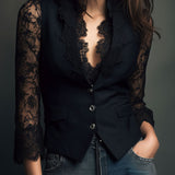 Blazer de Mujer Negro con Encaje Claudia