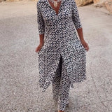 Amalia™ | Conjunto de botones de solapa de dos piezas con estampado retro
