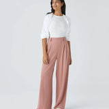 Pantalones de Oficina de Pierna Ancha con Bolsillos Laterales para Mujer