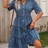 Vestido Vaquero Corto Elyna con Volantes