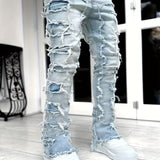 Pantalón de Mezclilla Desgastado en Capas