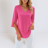 Blusa Elegante Sophie™ con Escote en Pico y Mangas Abiertas