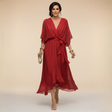 Vestido Ligero de Gasa con Escote en V para Mujer Monica