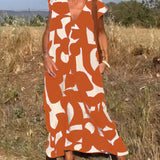 Vestido Estampado Ellen con Escote en Pico