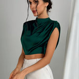 Blusa de Satén Silque Drapé