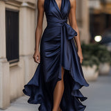 Vestido de Satén con Drapé en la Cintura para Mujer DELAS