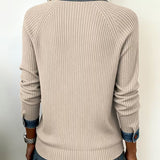 Polo de Punto Acanalado con Bordes de Denim