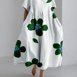 Vestido de Cuello Redondo Norie con Flores Primaverales