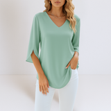 Blusa Elegante Sophie™ con Escote en Pico y Mangas Abiertas