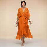 Vestido Ligero de Gasa con Escote en V para Mujer Monica