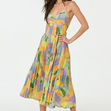 Vestido Largo Plisado Floral