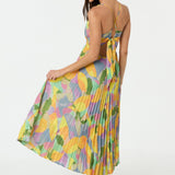 Vestido Largo Plisado Floral