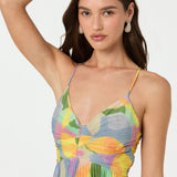 Vestido Largo Plisado Floral