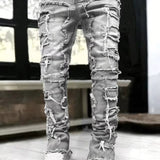 Pantalón de Mezclilla Desgastado en Capas