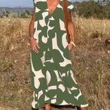Vestido Estampado Elegante Stéphanie™ con Cuello en V