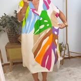 Vestido Casual con Estampado de Hojas de Colores Roos™