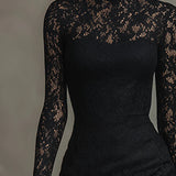 Vestido Maxi de Encaje Negro Veronika