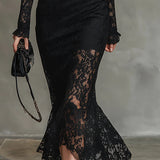 Vestido Maxi de Encaje Negro Veronika