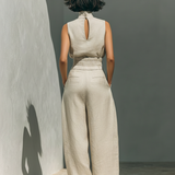 Aida - Conjunto de Blusa Sin Mangas y Pantalones de Pierna Ancha en Algodón y Lino Minimalista para Dama