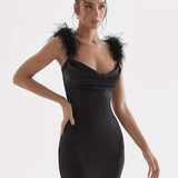 Vestido Maxi Tia ™ con Tirantes de Plumas